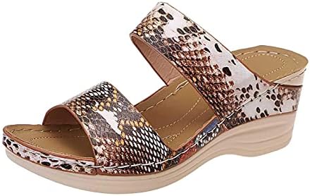 RBCulf 2023 Ново влечење за жени леопард плажа сандали со високи потпетици платформа Отворени пети Флип Флопс се лизгаат на чевли