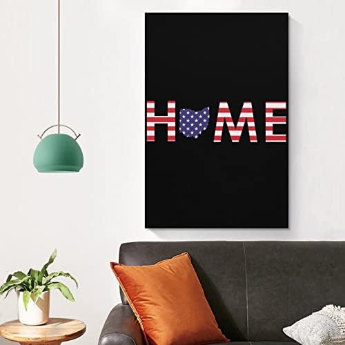 Американско знаме на домот во државата Охајо, печатено сликарство wallидна уметност вертикална висечка уметничка дела модерна слика