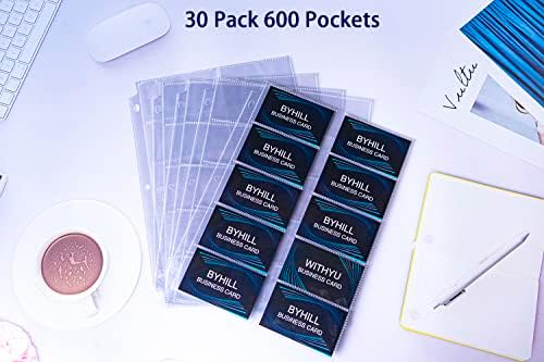 30 пакувања 600 џебови на ракави за деловни картички за врзивни листови, страници за ултра-чиста визит-картичка за врзивно средство за прстен