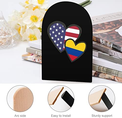 Испреплетени Срца Американско Знаме На Колумбија Декоративни Книги За Полици 1 Пар Книга Завршува Не-Лизгање Канцеларија Држете Штанд