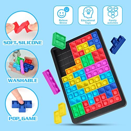 Аинив Поп -загатка Попер фидгет игра, Push Pop Mazzle Teasers Tayers, Силиконски градежни блокови за градење на мозаик, загатка