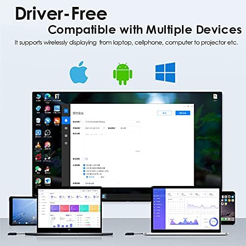 Exvist безжичен дисплеј Донгл поддржува AirPlay, Miracast, компатибилен со Windows, Mac OS, iOS, Android, првенствено погоден за конференција итн.