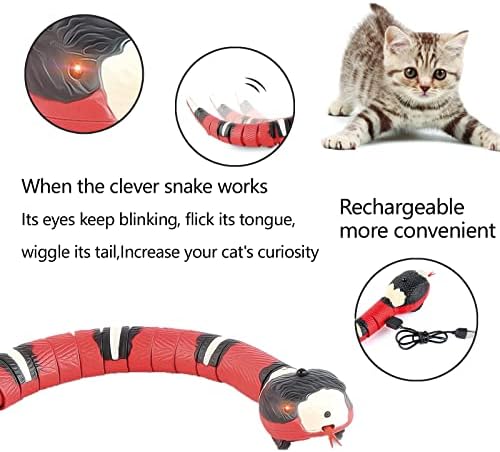 Virhwoea Snake Cat Toy, мачка играчка змија Електронска паметна сензори Змија миленичиња мачка играчка за сензори и функција за избегнување