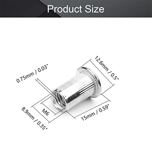 Bettomshin M6 x 0,59inch 304 не'рѓосувачки челик занитки рамна глава Вметнете орев сребрен тон 10 парчиња