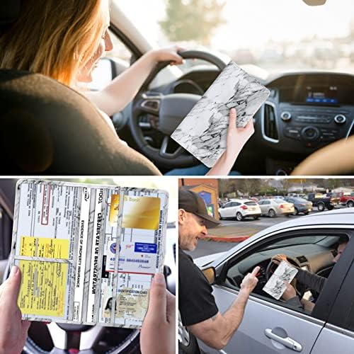Регистрација на автомобили Tildosac и држач за картички за осигурување ： Автоматска ракавица кутија Организатор Документ паричник кожен