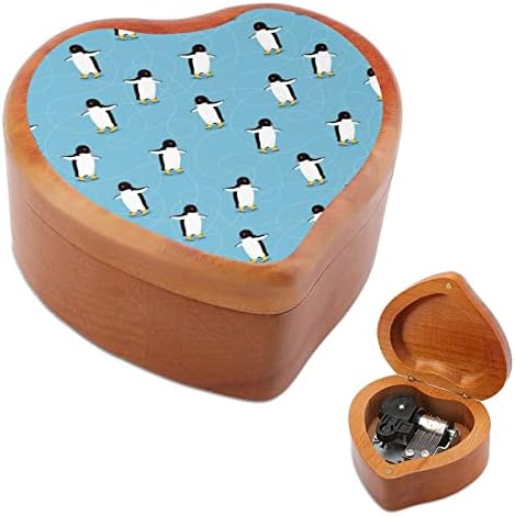 Пингвини на музичка кутија со мраз дрво гроздобер музички кутии Подарок за Божиќ роденден Денот на вineубените во форма на срце