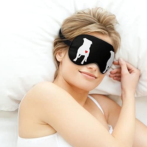 Питбул срце за спиење маска мека маска за очи за очи со прилагодлива лента за мажи жени