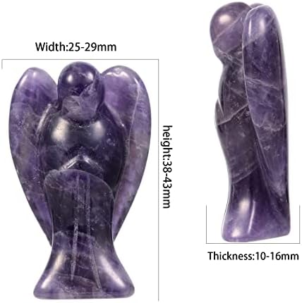 Амогели 1,5 инчи рачно врежан аметист џебен камен ангел фигура, лековита кристална старателска ангелска статуа за заштита на