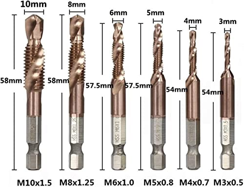 Челични дупки битови метрички HSS спирална жица Поставете 1/4 mm Shank Tap Drill Drill Bit Bit