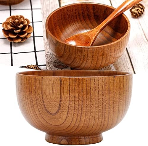Рачно изработена дрвена чинија, уникатно зрно Површини со јапонски стил дрвена чинија за ориз, ореви, бонбони, мезе, закуски, маслинка и салса