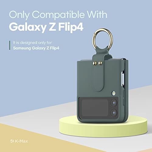 К-макс кожен прст-прстен случај Компатибилен Со Samsung Galaxy Z Flip 4, Отпорен На Гребење, Тенок фит Лесен Телефонски Капак За Z Flip4.