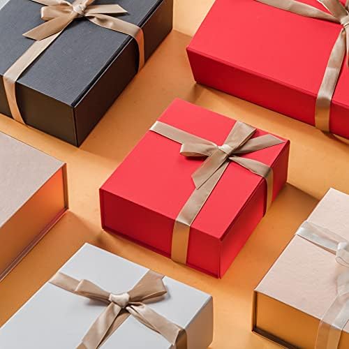 ЦРВЕНА Кутија За Подароци LIFELUM Со Магнетски Капак 11 x 8 x 3,5 Инчни Божиќни Кутии За Подароци За Подароци Со Капаци Содржи Картичка, Лента, Рендана Кутија За Подароци За