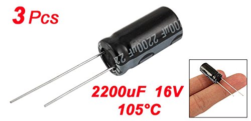 UXCELL A11110400UX0101 3 x 2200UF 16V 105C радијален електролитски кондензатор, 10 x 20 mm