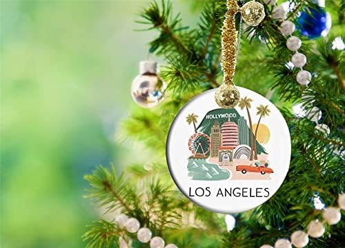 CQJNS керамички украси занаети околу порцелански Божиќни украси Дома виси накит за подароци сувенир Лос Анџелес и Холивуд