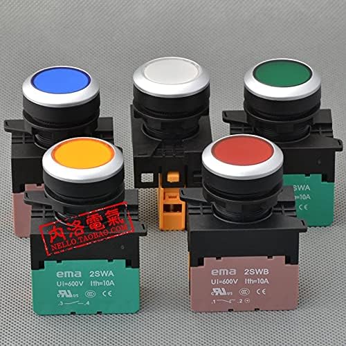 [SA] ЕМА осветлен притисок 22мм E2P1 * .M LED само-ресетирање LED AC110 / 220V 1NO или 1NC-10PCS / лот-