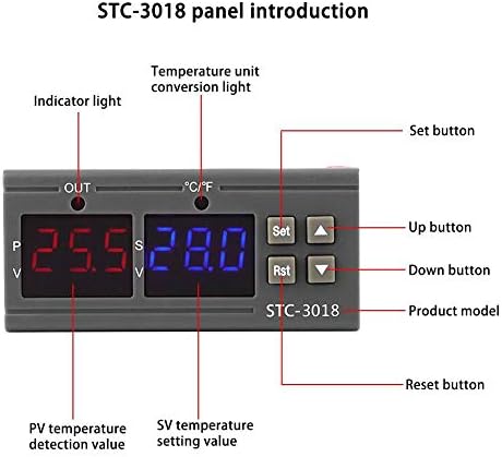 Контролер на температура на биенака, STC-3018 Термостат на сензорот за дигитален контролер на температурата со должина на кабелот