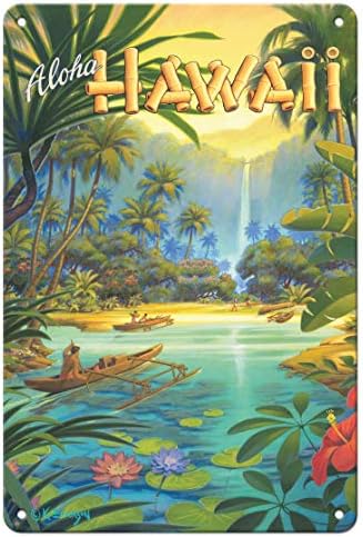 Островот Пацифија уметност Алоха Хаваи - Гроздобер хавајски постер за патување од Керн Ериксон - 8in x 12in гроздобер метален калај знак