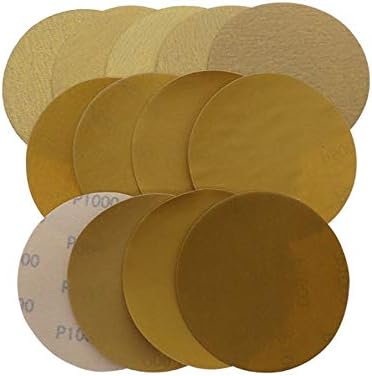 Xucus 5 инчи 125мм сува тркалезна хартија за пескарење жолто полиран стадо шкурка 40-1000 решетки Абразивни алатки за полирање на мелење -))