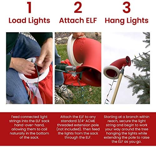 Елф | Лесен фидер за светлина | Нема комплет за закачалка за светло за празници за скали | Безбедно и брзо украсете високи дрвја со