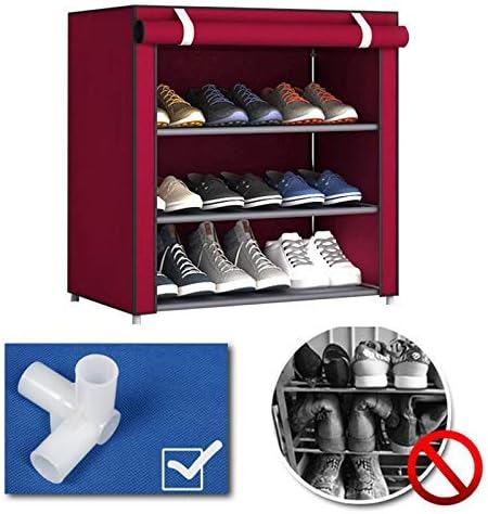 Стилска едноставност 3 нивоа чевли за решетки за решетки со обвивка од испуштена не -варена ткаенина без стоење на чевли за складирање