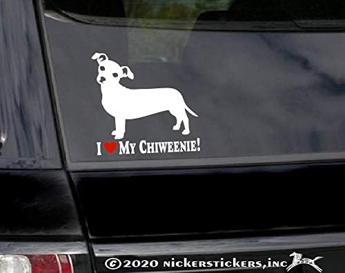 Го сакам мојот Chiweenie! Налепница за автомобили со прозорец за кучиња NickerStickers® RV