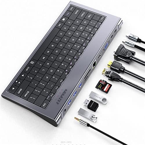 ZSEDP 11-во-1 мулти USB C Докинг станица со тастатура 100W PD, 4K, VGA, Ethernet, Reader Card, USB 3.0, AUX USB C центар