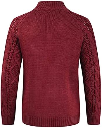 Јакна за џемпери за мажи со долги ракави копче надолу стојат јака случајно ребра плете кардиган џемпер со маички со блузи врвови