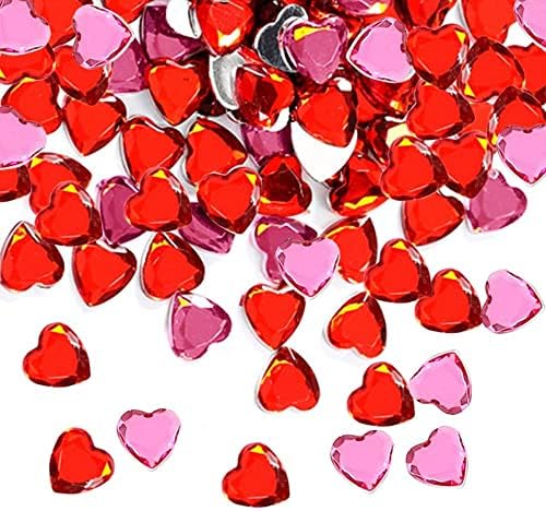 300 парчиња Ден на в Valentубените на Денот на вineубените за занаети, акрилни рамни грбни срцеви камења со ригини за накит што прават декорација на распрскувач на трпеза