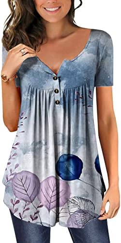 Есен лето лабава вклопена маичка женска облека моден краток ракав v врат памук графички обичен врвен маица за дами 9J