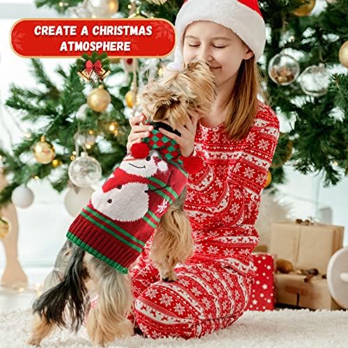 Baejmjk куче Божиќна шарена џемпер плетена шамија постави топло Божиќно кученце Jumper Пет мачка мачка