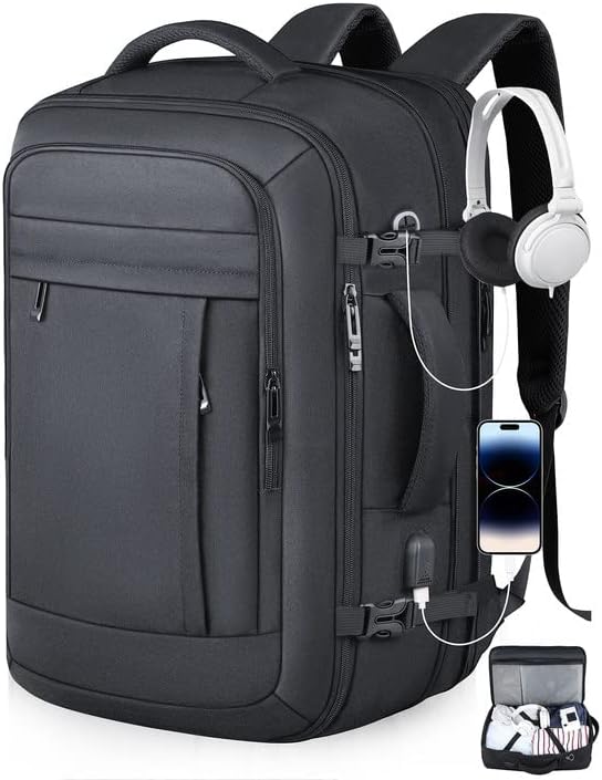 Патнички ранец, носете ранец, 40L проширување на авиокомпанијата одобри дополнителен голем ранец, деловен багажник отпорен на вода,