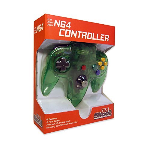 Стариот Skool Classic Wired Controller Joystick компатибилен со Nintendo 64 N64 Систем за игри - џунгла зелена