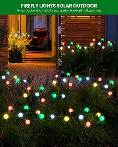 Неемо соларни градинарски светла 4 пакувања - Надграден посветл Firefly Lights Solar Outdoor со 8 LED, нишање и танцување, соларни светла на