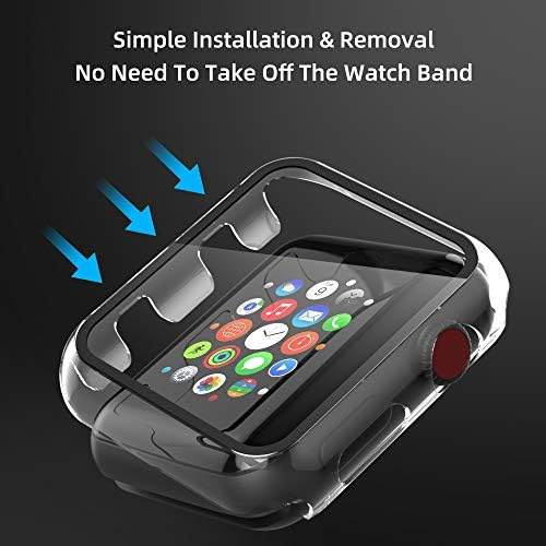 LFAND тврд случај компатибилен за Apple Watch Series 3/2 38mm со додатоци за заштитник на стаклен екран, сите околу тврд компјутер случај на целокупниот заштитен капак компатиби?