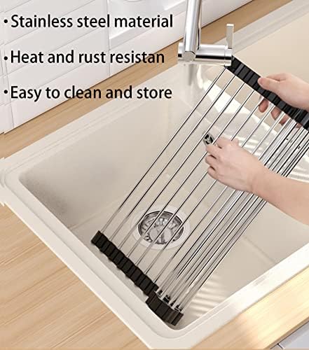 Преку садот за сушење на садот за миење садови за сушење на сад за кујнски шалтер, тркалачки мијалник од не'рѓосувачки челик за сушење