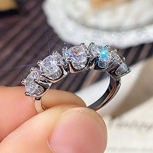 Биг Ронд дијамантски прстен едноставен за жени сребрен прстен невестински дијамант елегантен ангажман венчален прстен за момчиња