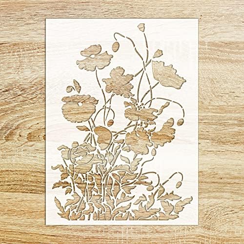 Стенцил афион диви цвеќиња флонц декоративен образец за матрици за белење на книги за wallидови и декорација на торта