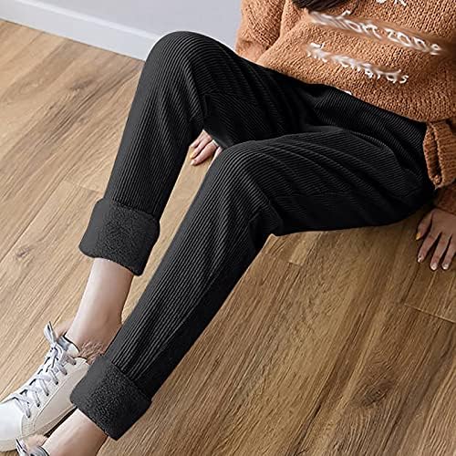 Lmsxct lmsенски Baggy Corduroy Sweatpants Fleece Sherpa наредени хеланки Повлечете ги панталоните удобни еластични панталони на половината со џебови