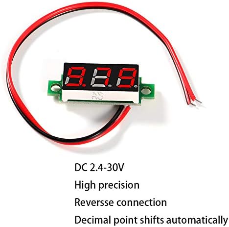 3 парчиња мини дигитален волтметар LED дигитален волтметар, мелфил 0,28 инчи 4V-30V напон мерач, детектор за напон на напон за напојување со автомобили 12V црвен