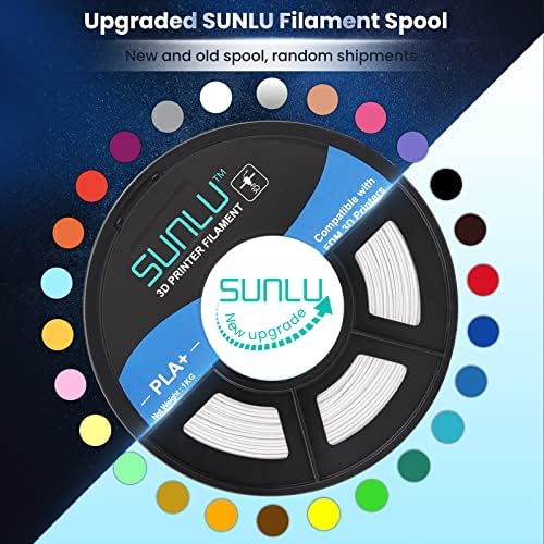 Sunlu 3D печатач Филамент ПЛА плус 1,75мм, Sunlu уредно рана Пла филамент 1,75мм Pro, PLA + филамент за повеќето 3D печатач на FDM, димензионална точност +/- 0,02 mm, 1 кг лажица, бело