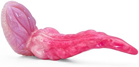 9,25 инчи реалистична долга форма во форма на форма на форма, густо розово силиконски змеј дилдо анален приклучок октопод дилдос
