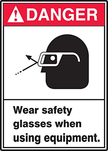 Accuform MRPE001VP знак, „Опасна за абење на опасностите за безбедност на абење при употреба на опрема“, 10 должина x 7 ширина x 0.055 дебелина, пластика, 10 x 7 , црвена/црна на бела