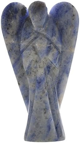 Ексел Содалит камен врежан ангел, психички старател духовен реики лечен кристал, лековито скапоцен камен со торбичка за подароци