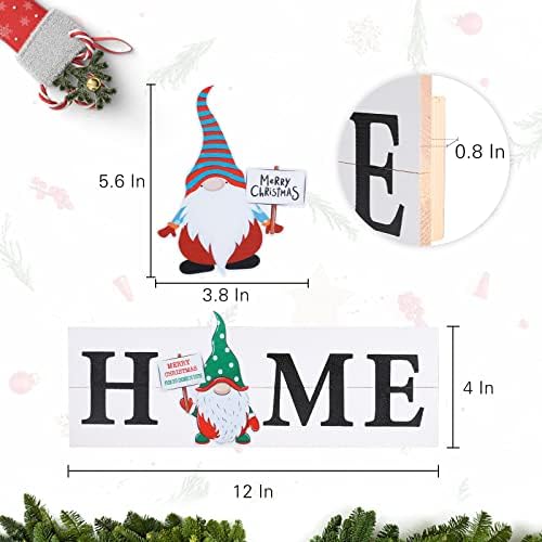 Mumtop заменлив Божиќен wallиден знак, рустикално дрво што виси wallид уметност, декор на wallидови од плакета со 6 променливи гноми, акцент