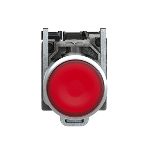 Осветлено копче за притискање, 22мм, црвено