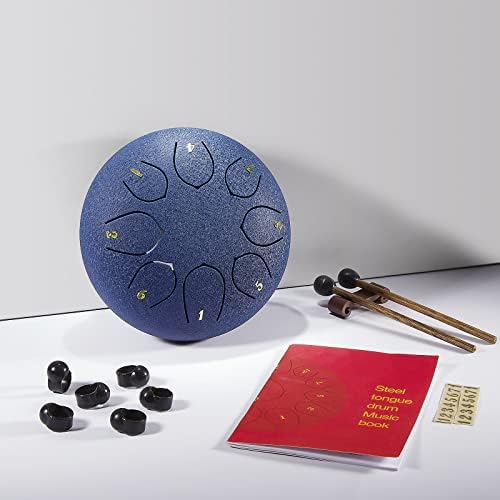 Zxzyhfty Steel Stongue Drum, 6 инчи 8 белешки челик рачен тапан со торба, музика за музика, тапани, држач за молети и лопатки за прсти, за кампување, медитација или јога.