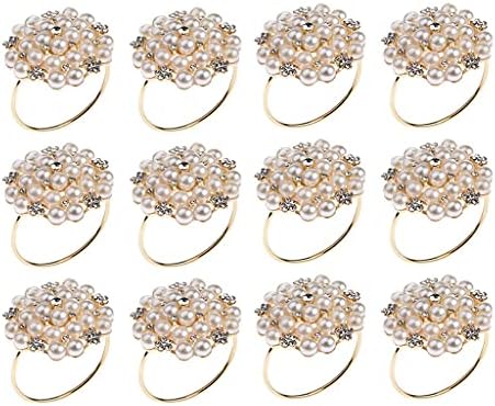 Mxiaoxia 12pcs салфетки прстени со брада бисер ринстон прстен свадба банкет кујнски трпезарија трпезарија држачи за салфери за салфери