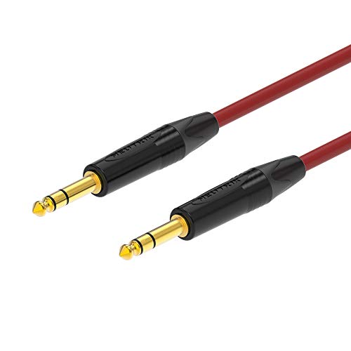 Canare L-4E6S Star Quad Балансиран кабел за микрофон | 1/4 инчи TRS до 1/4 инчи TRS | Неутрик злато | 9 стапки | Црвена | Собрани
