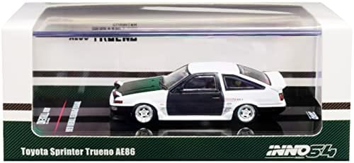Sprinter Trueno AE86 RHD бело со зелен јаглерод аспиратор и црни јаглеродни врати 1/64 Diecast Model Car By Inno модели in64-Ae86t-Tk