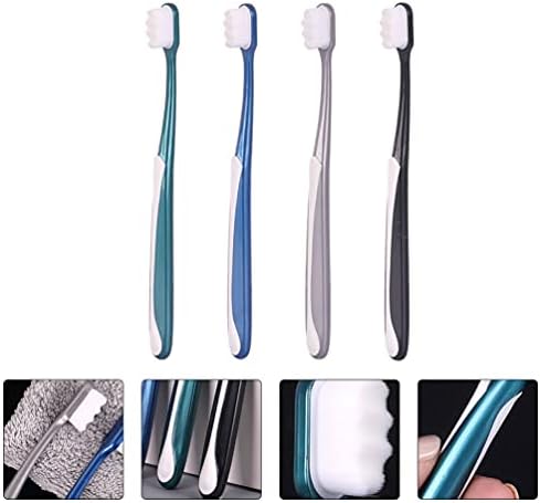 Алатки за рачни алатки за рачни алатки 4 парчиња четки за заби меки влакнести биоразградливи- пријателски алатка за чистење на заби за белило за еднократно за возра